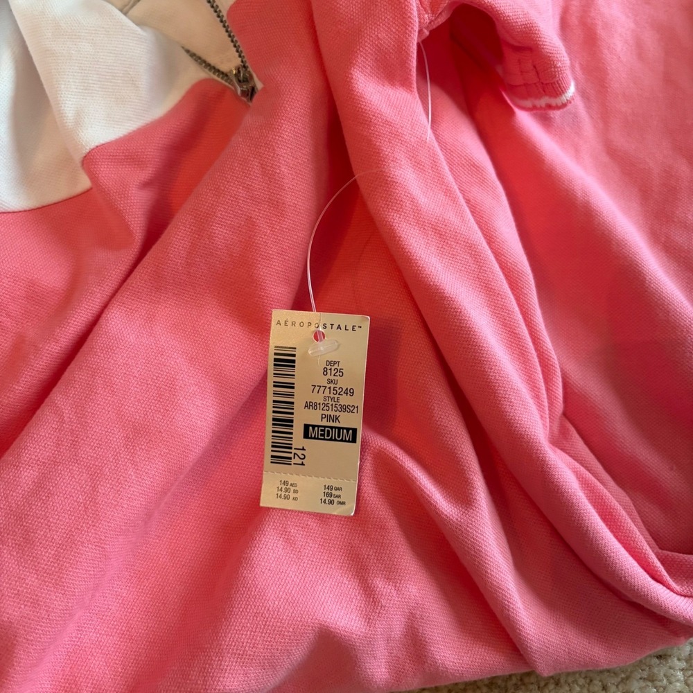 Aeropostale NWT Pink White Colorblock Polo Golf, Tennis Dress Preppy Medium - Picture 6 of 9